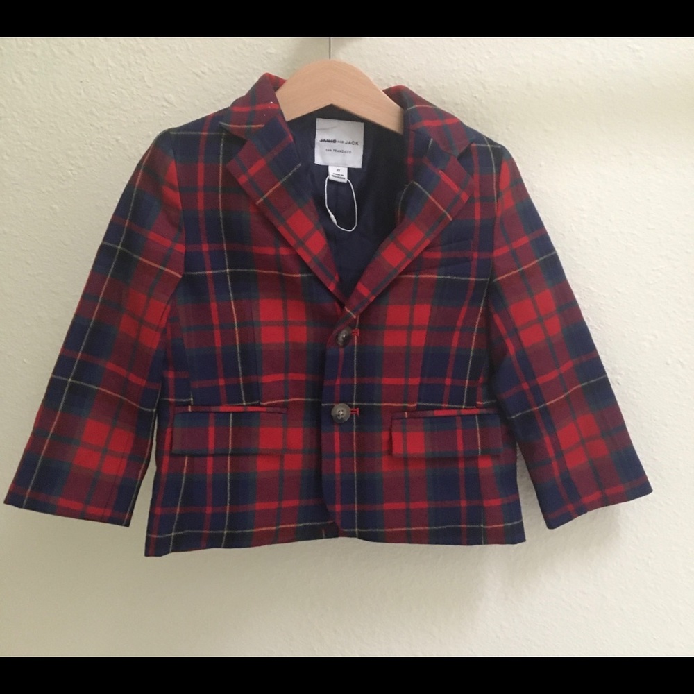 Janie and jack tartan plaid wool blazer NWOT